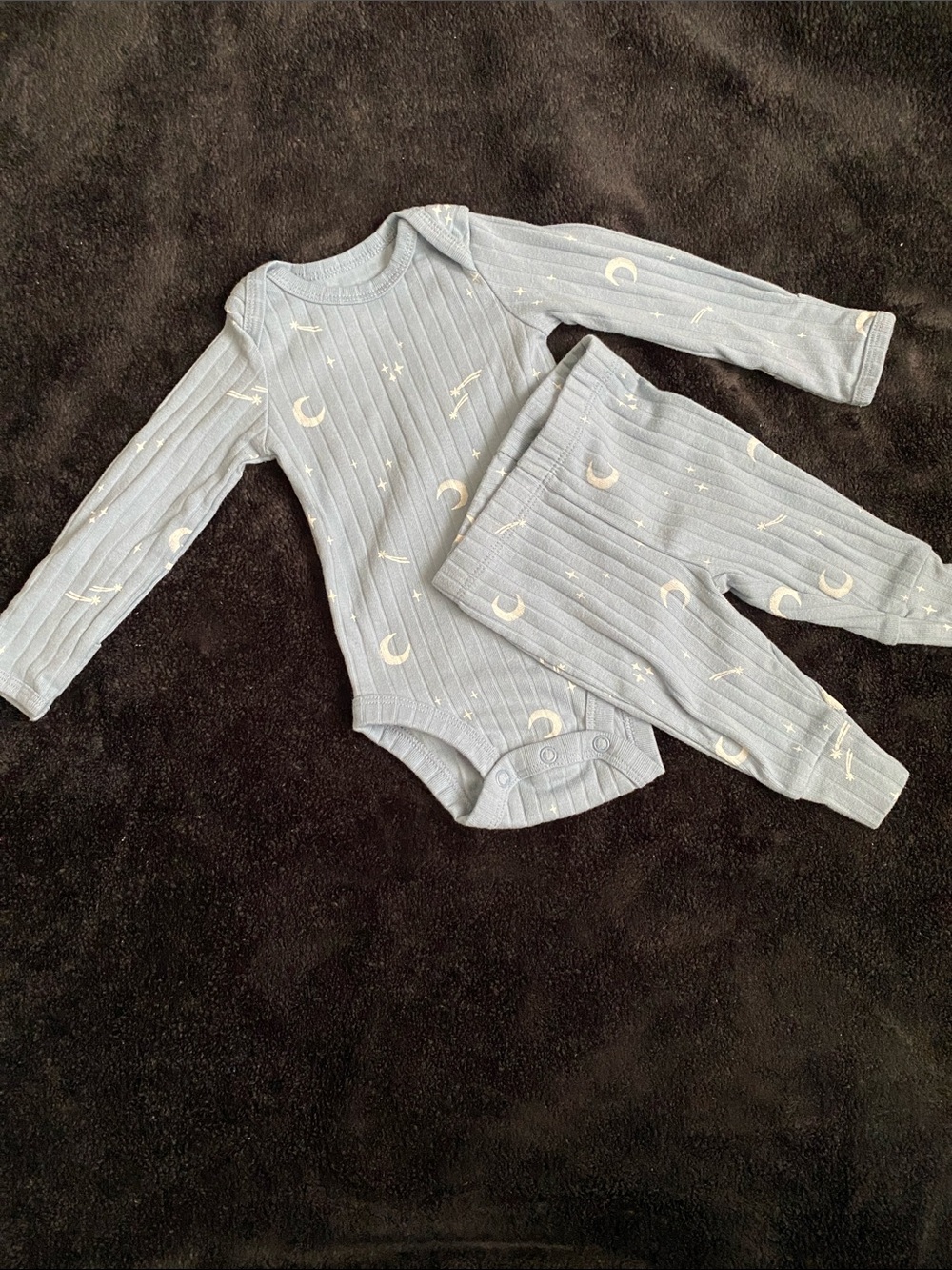 Carter's Light Blue Moon & Star Ribbed Two-Piece Pajama Set